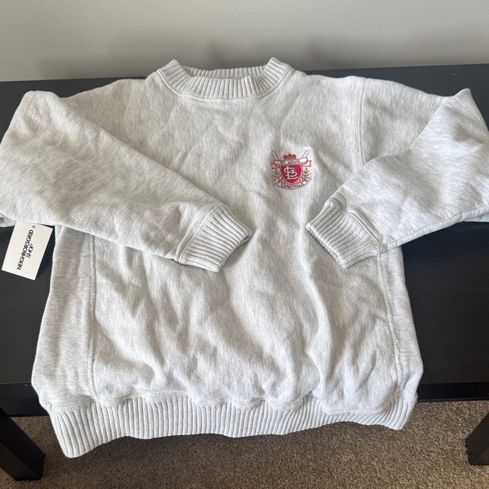St. Louis Cardinals Classic Gray Crewneck Sweater with Embroidered Crest